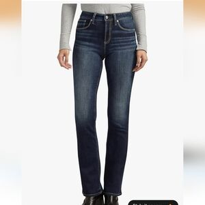 Silver Jeans Co. Women's Avery High Rise Curvy Fit Slim Bootcut Jeans, Dark Wash